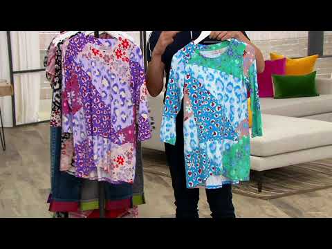 LOGO by Lori Goldstein Rayon 230 3/4 Sleeve Printed...