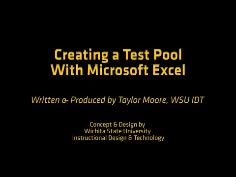 Creating a Test Pool with Microsoft Excel