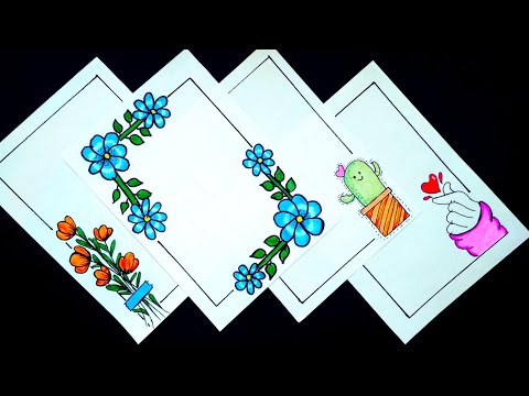 4 border designs on paper simple and easy beautiful...
