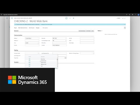 How to set up a bank account in Dynamics 365 Business...