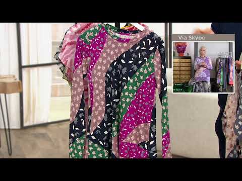 LOGO by Lori Goldstein Mixed Print Cotton Modal Top on...