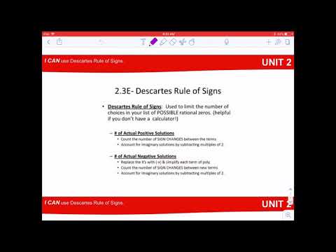 Descartes Rule of Signs/Rational Zero Test