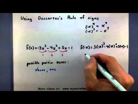 Pre-Calculus - Using Descartes rule of signs - YouTube