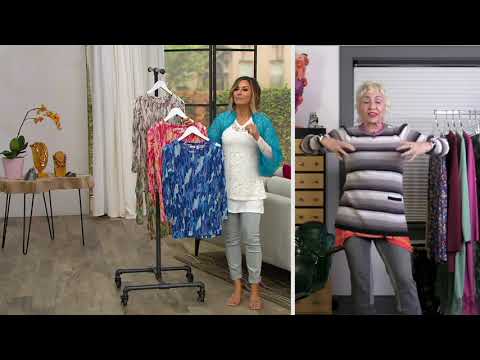 LOGO Layers by Lori Goldstein Printed 3/4-Sleeve Sheer...