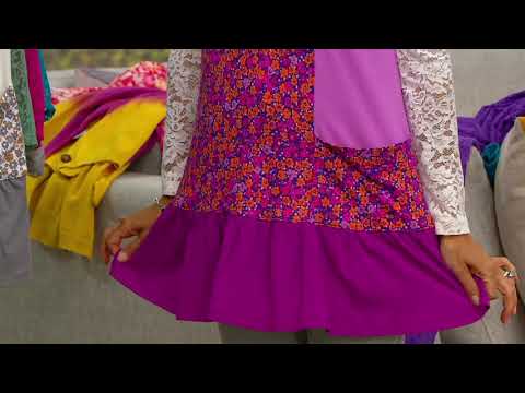 LOGO by Lori Goldstein Short Sleeve Patchwork Tunic...