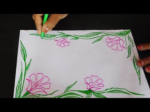 Simple flower border design on paper || Border design...
