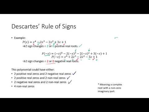 Polynomials - Non-real Zeros, Descartes' Rule of...