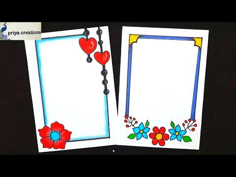 How To Draw Simple Border Designs On Paper | Border...