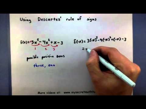 Pre-Calculus - Using Descartes rule of signs (2) - YouTube