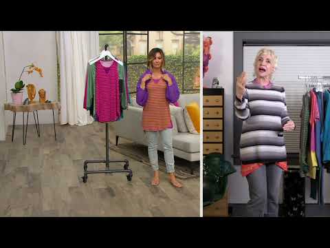 LOGO Layers by Lori Goldstein Striped V-Neck Tank Top...