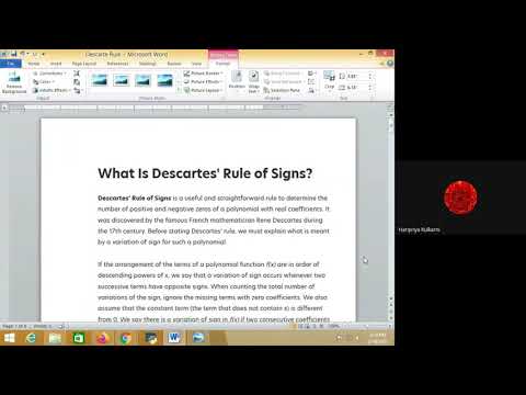 Descartes Rule of signs